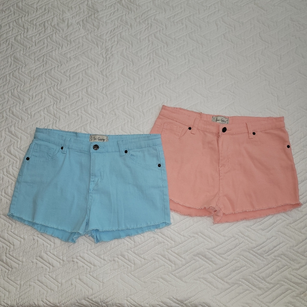 TRUE GYPSY Size 9 Women's Blue and Pink Shorts. Used Excelent Condition.